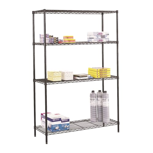 Safco Commercial Wire Shelving, 18 x 48 x 72, Black